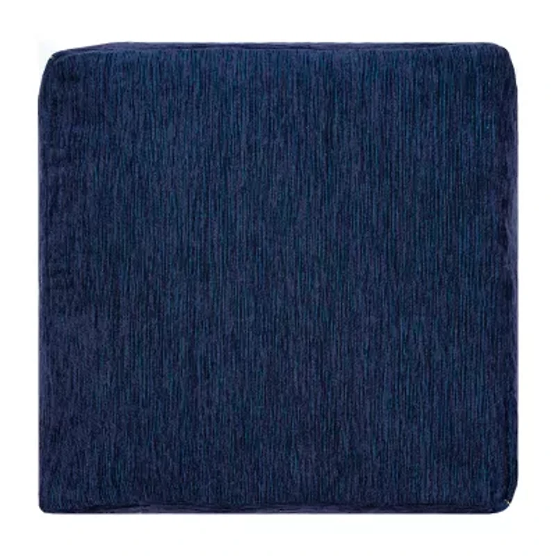 LR Home Victoria Power-Loomed  Polyester Blend Medium Pouf Geometric Ottoman