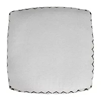 LR Home Verena 14" Handmade Cotton Pouf in Black/White