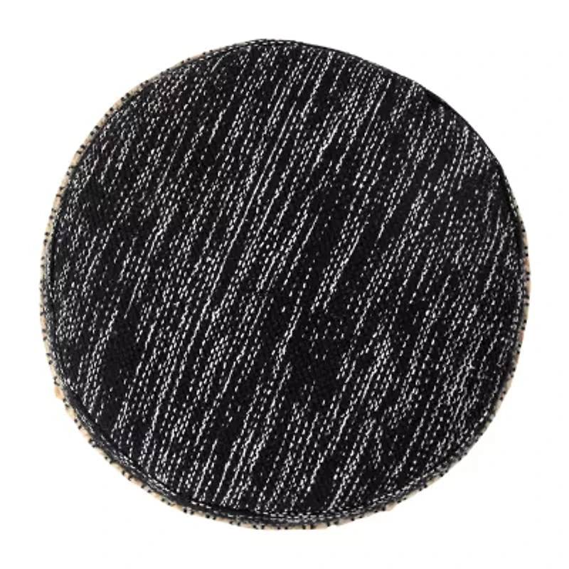 LR Home Briala Handmade Striped Farmhouse Cotton Blend Medium Pouf Striped Ottoman