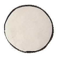 LR Home Briala Handmade Striped Farmhouse Cotton Blend Medium Pouf Striped Ottoman