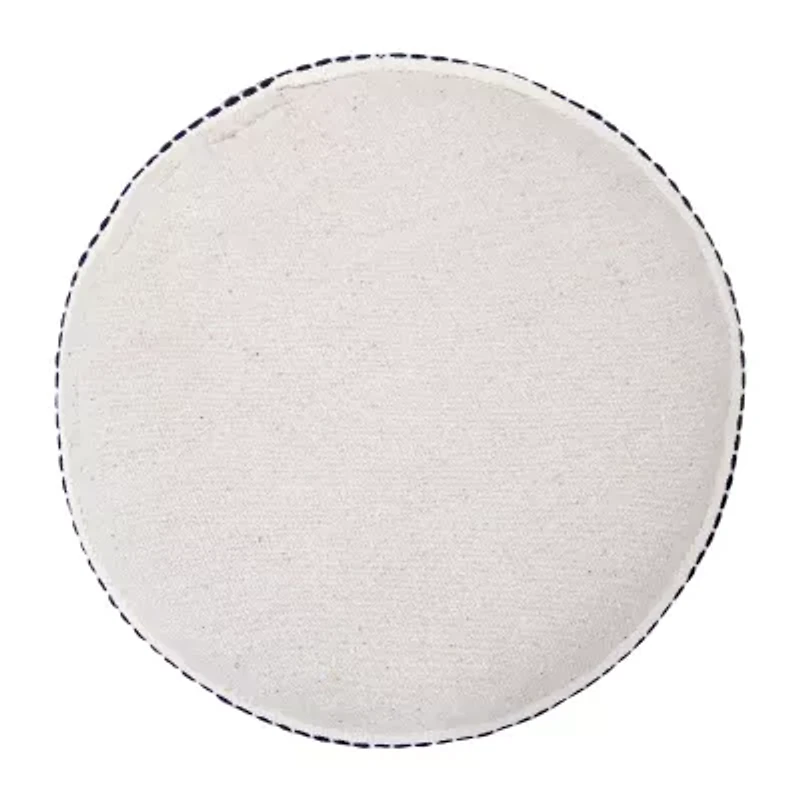 LR Home Fenric Handmade Cotton Medium Pouf Striped Ottoman