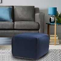 LR Home Arbor Handmade Solid Contemporary Cotton Medium Pouf Ottoman