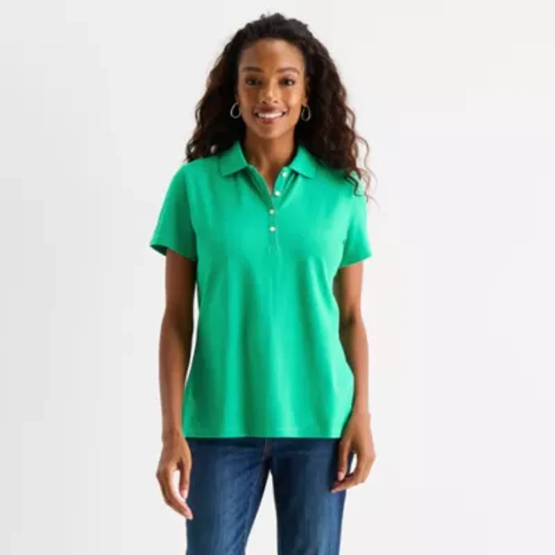 St. John's Bay Womens Short Sleeve Polo Shirt