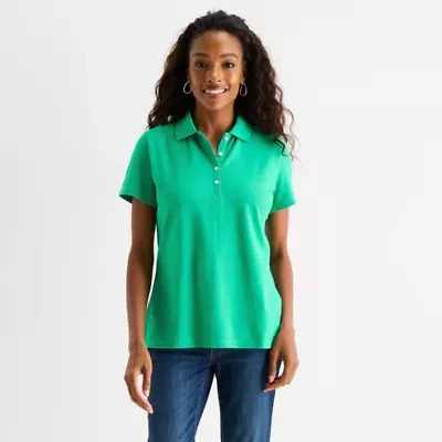 St. John's Bay Womens Short Sleeve Polo Shirt