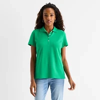 St. John's Bay Womens Short Sleeve Polo Shirt