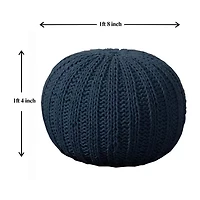 LR Home Montra Handmade Cableknit Contemporary Cotton Medium Pouf Ottoman