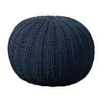 LR Home Montra Handmade Cableknit Contemporary Cotton Medium Pouf Ottoman