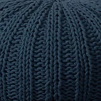 LR Home Montra Handmade Cableknit Contemporary Cotton Medium Pouf Ottoman
