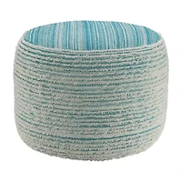 LR Home Timothy Hand-Woven Striped Modern Polyester Medium Pouf Striped Ottoman