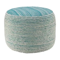 LR Home Timothy Hand-Woven Striped Modern Polyester Medium Pouf Striped Ottoman