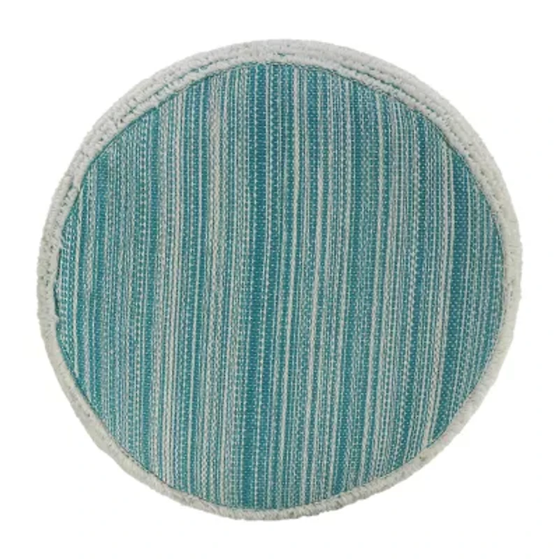 LR Home Timothy Hand-Woven Striped Modern Polyester Medium Pouf Striped Ottoman
