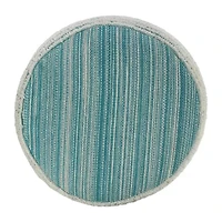 LR Home Timothy Hand-Woven Striped Modern Polyester Medium Pouf Striped Ottoman