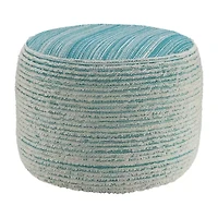 LR Home Timothy Hand-Woven Striped Modern Polyester Medium Pouf Striped Ottoman
