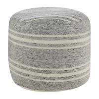 LR Home Bora Handmade Polyester Medium Pouf Striped Ottoman