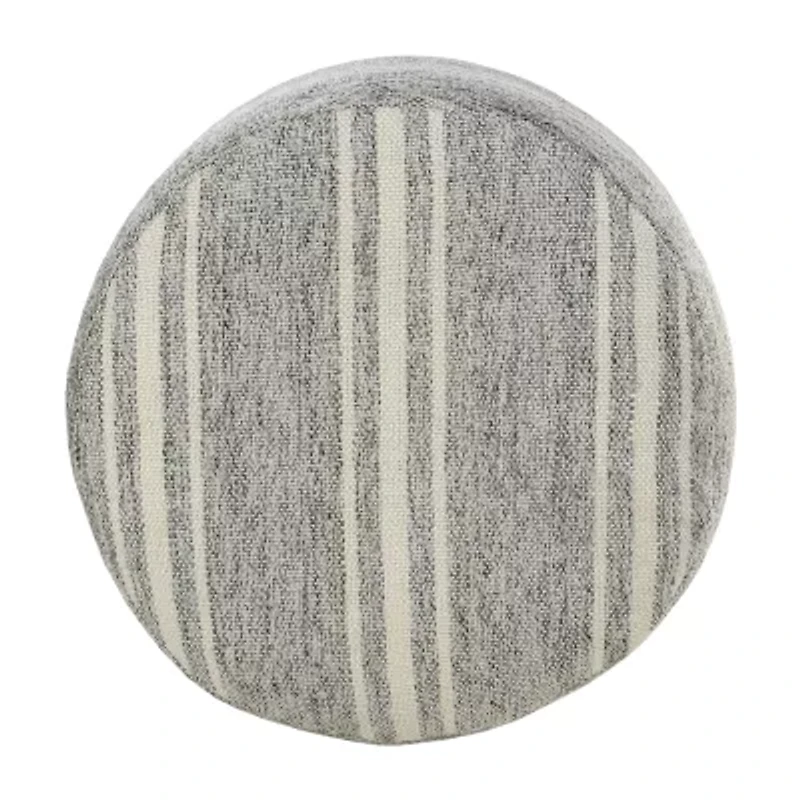 LR Home Bora Handmade Polyester Medium Pouf Striped Ottoman