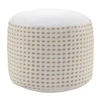 LR Home Naples Handmade Dots Transitional Jute Blend Medium Pouf Dots Ottoman