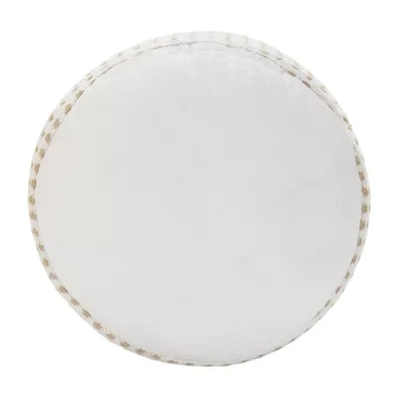 LR Home Naples Handmade Dots Transitional Jute Blend Medium Pouf Dots Ottoman