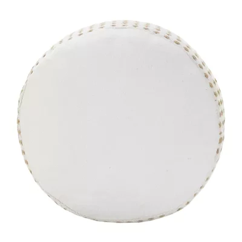 LR Home Naples Handmade Dots Transitional Jute Blend Medium Pouf Dots Ottoman