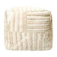 LR Home Vincenzo Power-Loomed Modern Cotton Medium Pouf Striped Ottoman