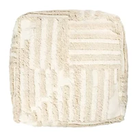 LR Home Vincenzo Power-Loomed Modern Cotton Medium Pouf Striped Ottoman