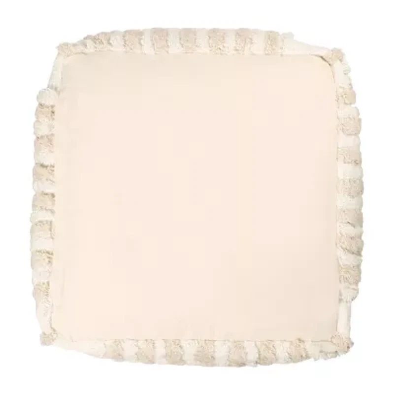 LR Home Vincenzo Power-Loomed Modern Cotton Medium Pouf Striped Ottoman