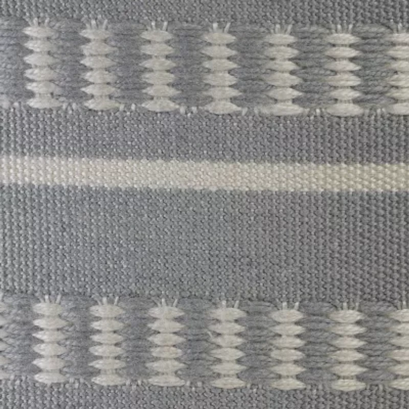 LR Home Belgravia Handmade Striped Farmhouse Polyester Large Pouf Ottoman