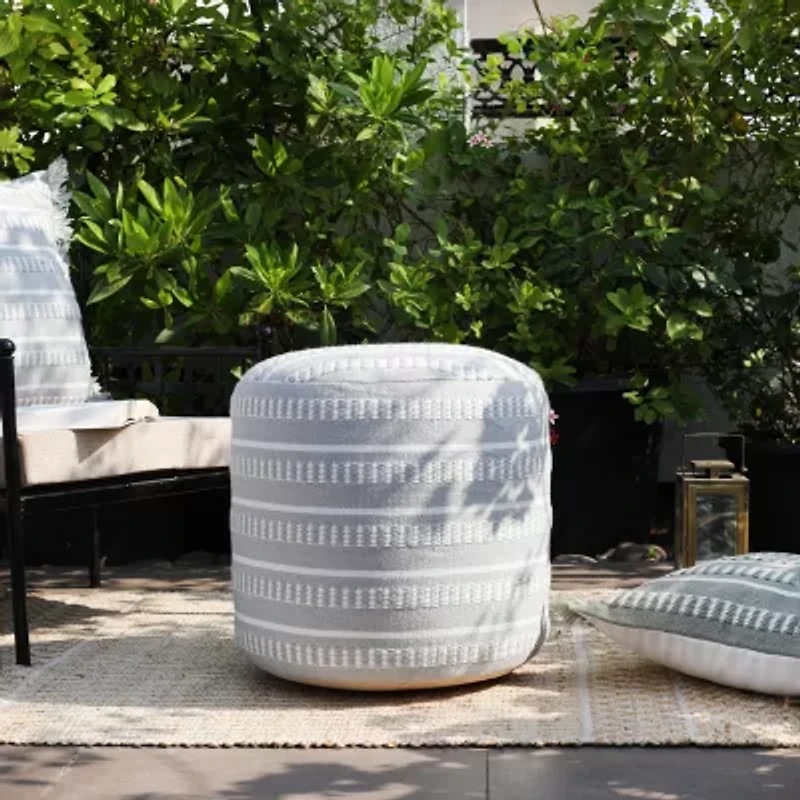 LR Home Belgravia 20" Handmade Polyester Pouf