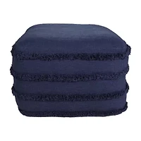 LR Home Surrey Handmade Striped Contemporary Cotton Medium Pouf Striped Ottoman