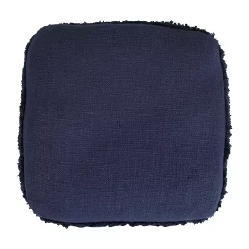 LR Home Surrey Handmade Striped Contemporary Cotton Medium Pouf Striped Ottoman