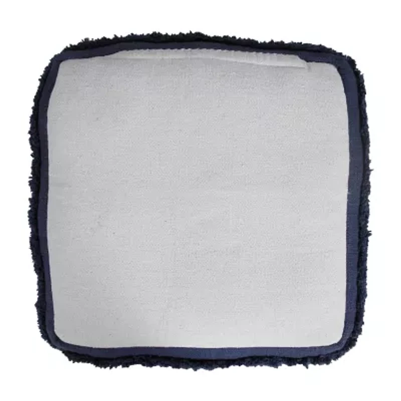 LR Home Surrey Handmade Striped Contemporary Cotton Medium Pouf Striped Ottoman