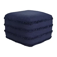 LR Home Surrey Handmade Striped Contemporary Cotton Medium Pouf Striped Ottoman