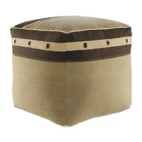 LR Home Holland Handmade Industrial Cotton Large Pouf Striped Ottoman