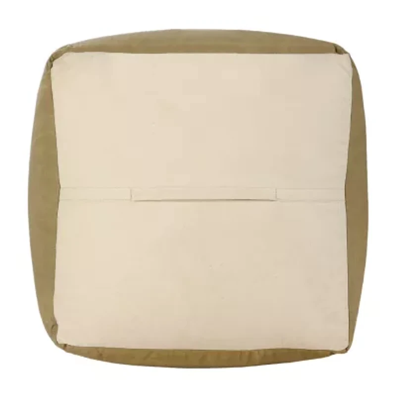 LR Home Holland Handmade Industrial Cotton Large Pouf Striped Ottoman