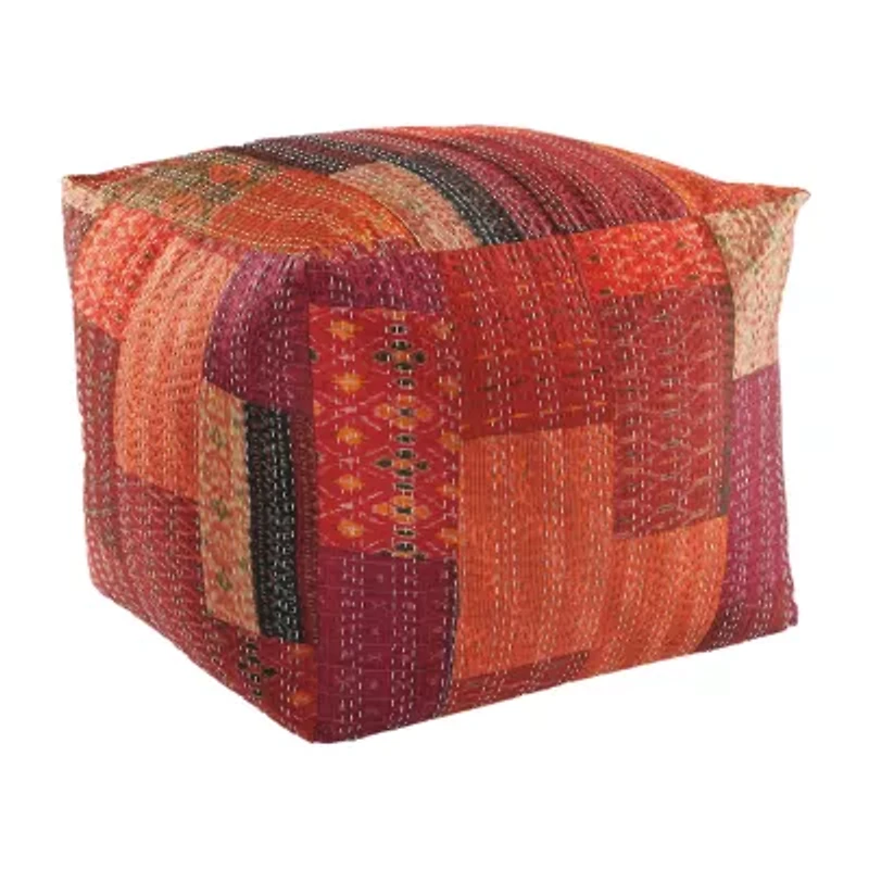 LR Home Wales Handmade Large Pouf Patchwork Ottoman