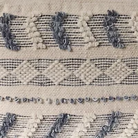 LR Home Seraphina 14" Handmade Wool Blend Pouf in Blue/Cream