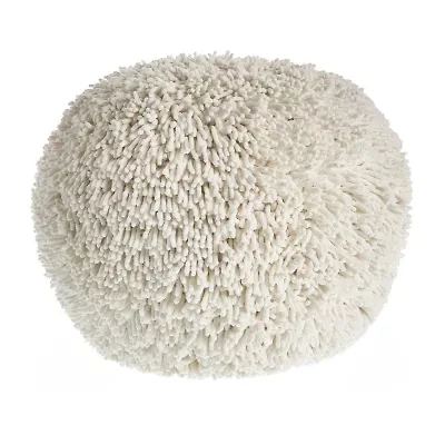 LR Home Leilani Handmade Solid Transitional Cotton Medium Pouf Ottoman