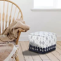 LR Home Torquil Hand-Woven Tribal Bohemian Cotton Medium Pouf Ottoman