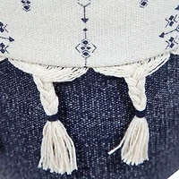 LR Home Torquil Hand-Woven Tribal Bohemian Cotton Medium Pouf Ottoman