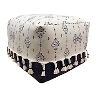 LR Home Torquil Hand-Woven Tribal Bohemian Cotton Medium Pouf Ottoman