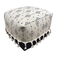 LR Home Torquil Hand-Woven Tribal Bohemian Cotton Medium Pouf Ottoman