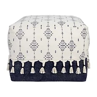 LR Home Torquil Hand-Woven Tribal Bohemian Cotton Medium Pouf Ottoman