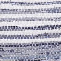 LR Home Emilia Handmade Striped Contemporary Cotton Medium Pouf Striped Ottoman