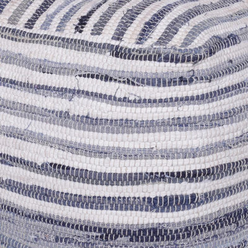LR Home Emilia Handmade Striped Contemporary Cotton Medium Pouf Striped Ottoman