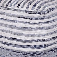 LR Home Emilia Handmade Striped Contemporary Cotton Medium Pouf Striped Ottoman