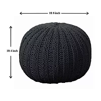 LR Home Montra Handmade Cableknit Contemporary Cotton Medium Pouf Ottoman