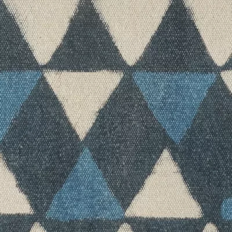 LR Home Carmel 20" Handmade Cotton Pouf in Blue/Cream