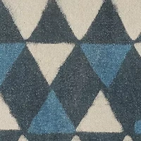 LR Home Carmel 20" Handmade Cotton Pouf in Blue/Cream