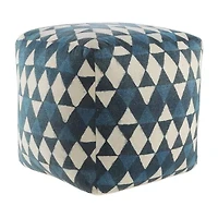 LR Home Carmel Handmade Contemporary Cotton Large Pouf Geometric Ottoman