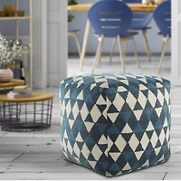 LR Home Carmel Handmade Contemporary Cotton Large Pouf Geometric Ottoman