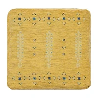 LR Home Vincent Power-Loomed Bohemian Polyester Blend Medium Pouf Geometric Ottoman